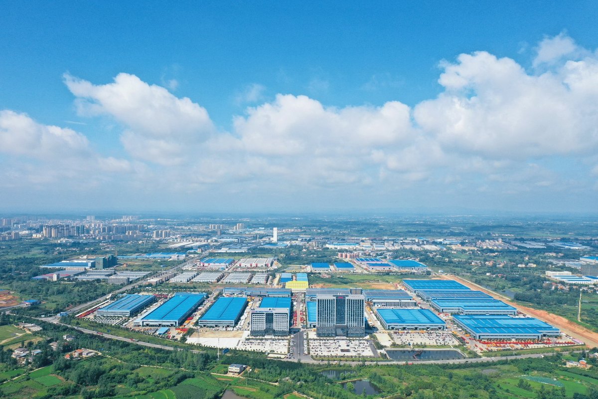 Aerial view of the production base with rooftop solar